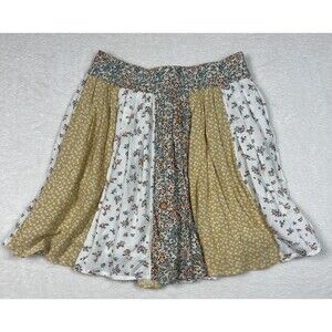 American Eagle Mini Flare Skirt S Floral Patchwork Viscose Cottagecore Prairie